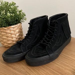 Vans black suede sk-8 high moc tassel fringe sneakers
